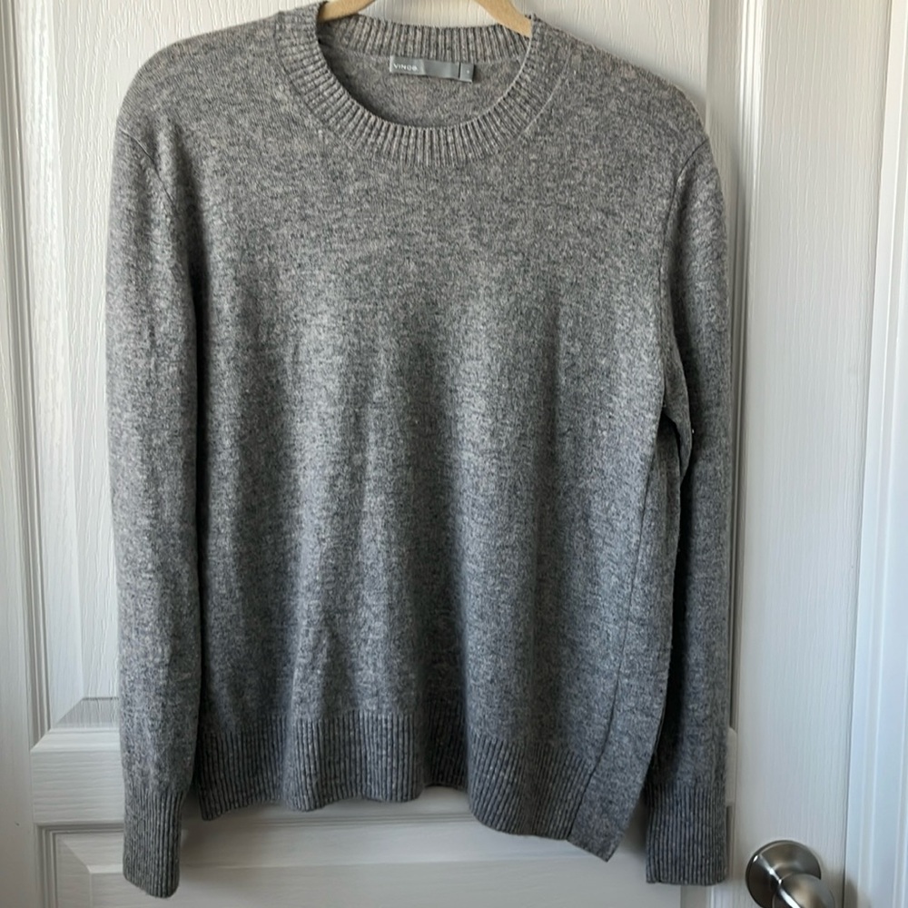 VINCE 100% Cashmere Heather Gray Sweater Side Tie Scoop Neck Small